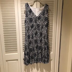 LOFT white and navy blue dress